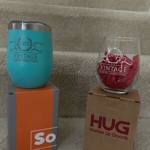 1952 Birth year sippy cup and wine glass set - Great gift idea